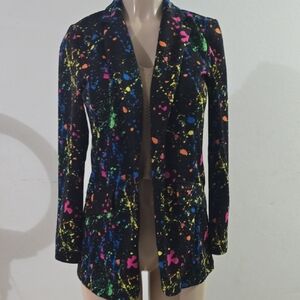 Black Multi-Color Paint-Splash Blazer Jacket